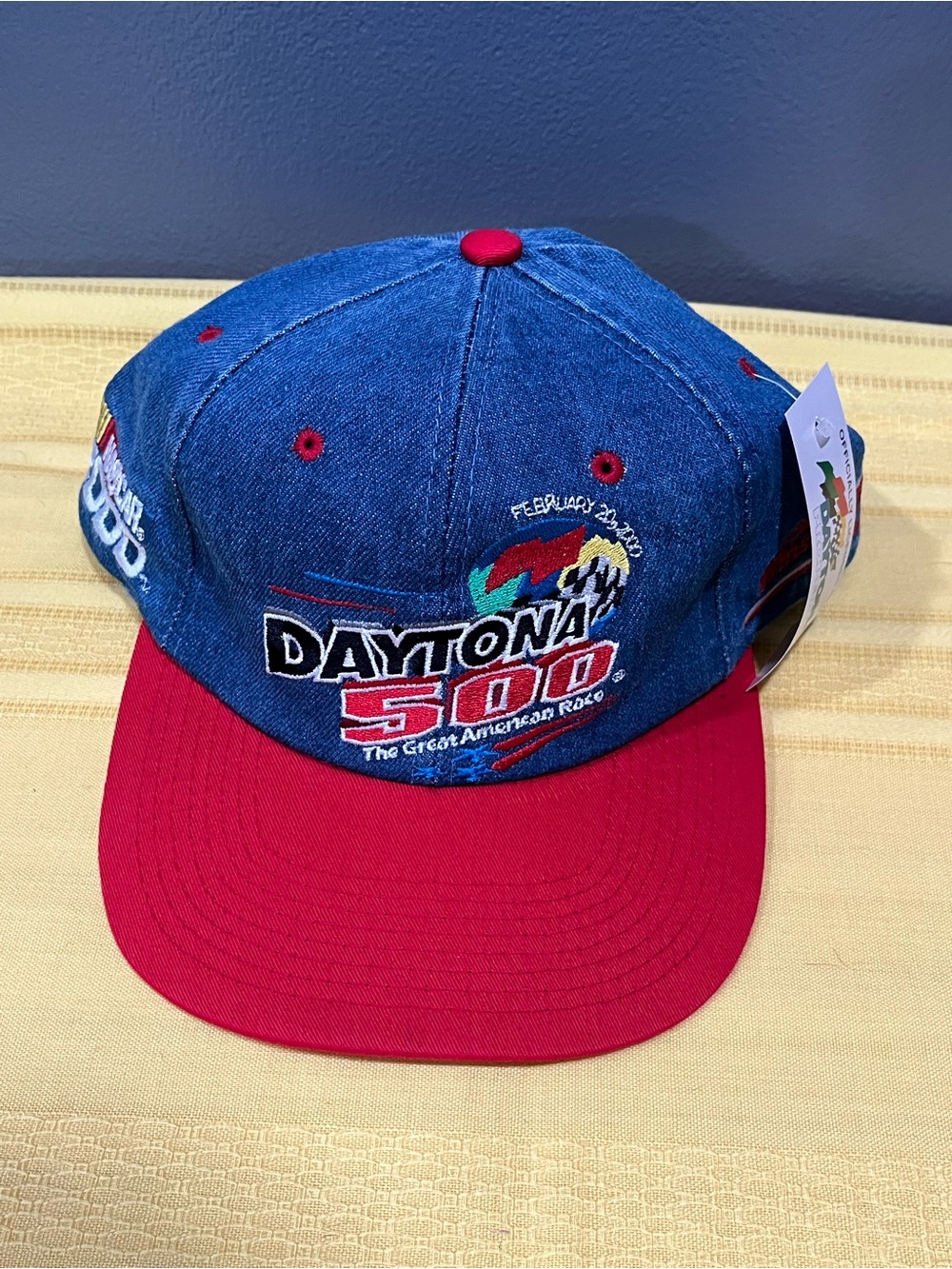 Vintage 2000 NASCAR Daytona 500 SnapBack Hat - Denim - NWT Winston Cup Y2K Cap